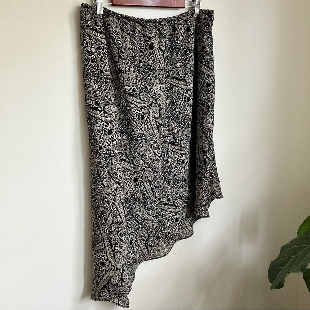 Y2K Retro Asymmetrical Paisley Midi Skirt